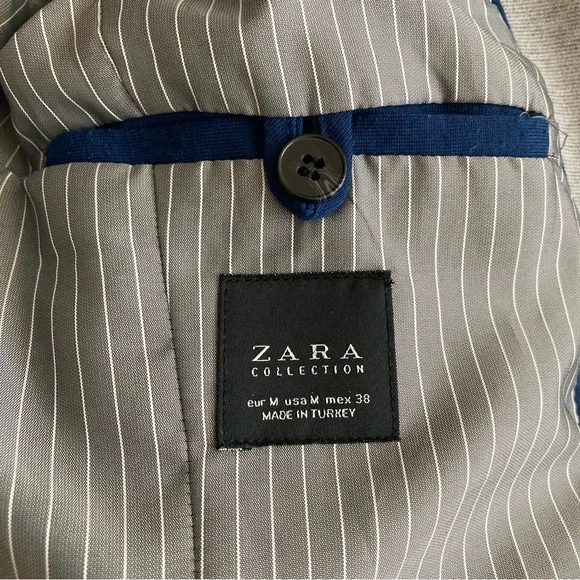 Zara Collection Gray Pinstripe One Button Blazer - Picture 7 of 8